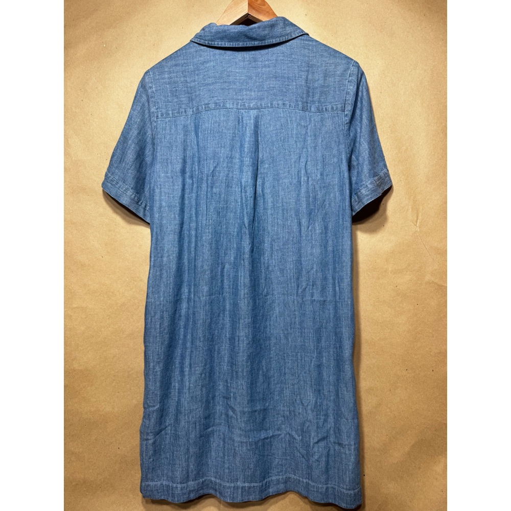 Faherty Indigo Blue Tencel Linen Blend Button Front Shift Dress Small - Picture 11 of 12